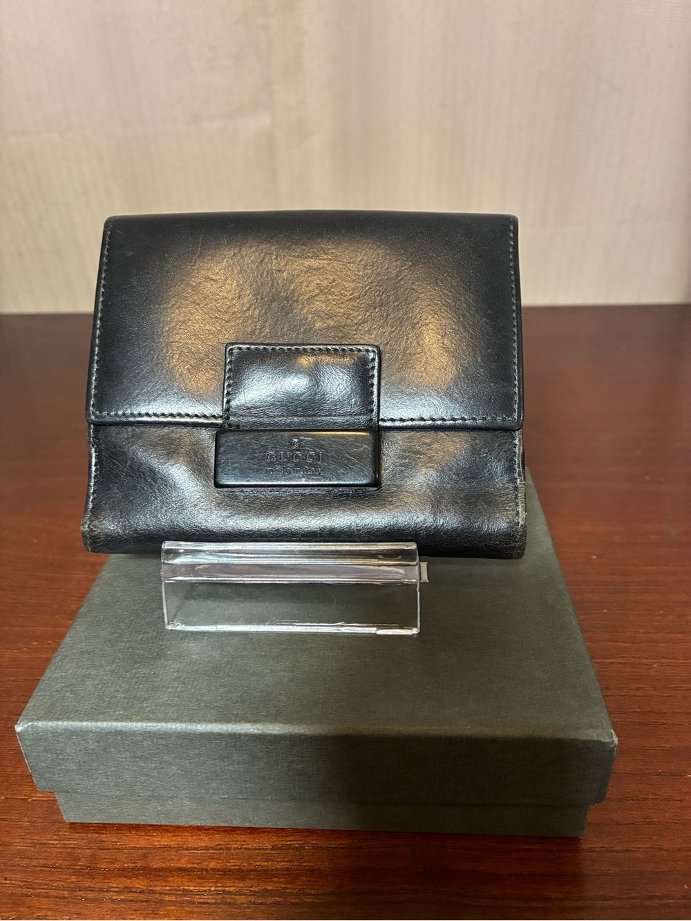 Gucci Black Leather Wallet with Box